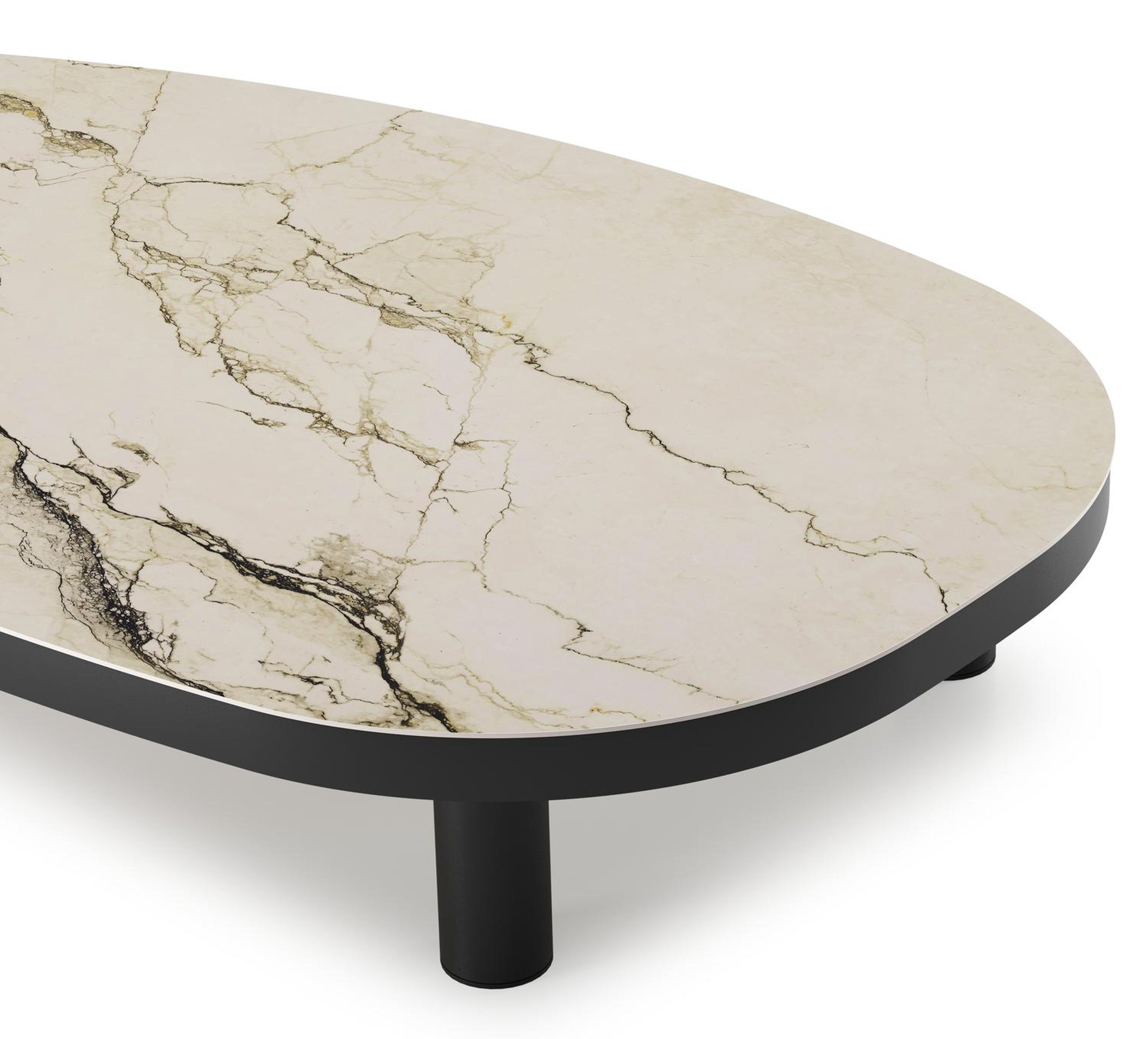 Donato loungetafel in zwart aluminium en colorado dunes volkeramiek - L 151 x B 90 x H 25 cm