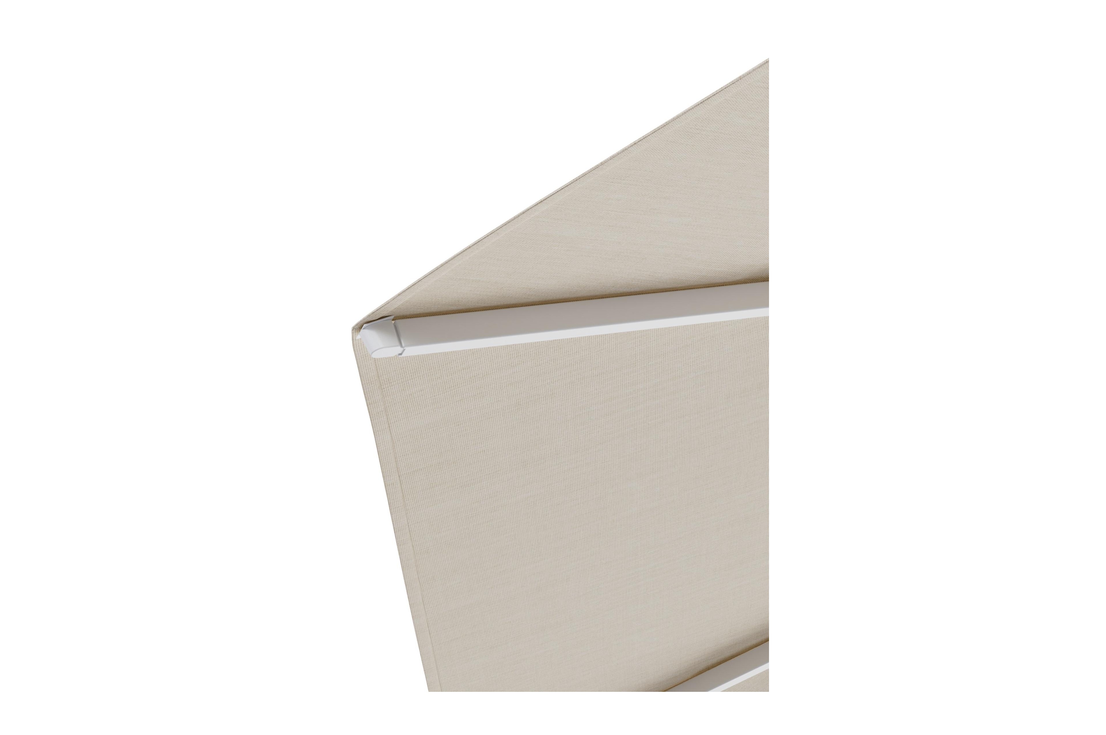 Umbria staanparasol in wit aluminium met beige all weather sunbrella® premium parasoldoek - Dia. 250 cm met parasolvoet Plana 40 kg