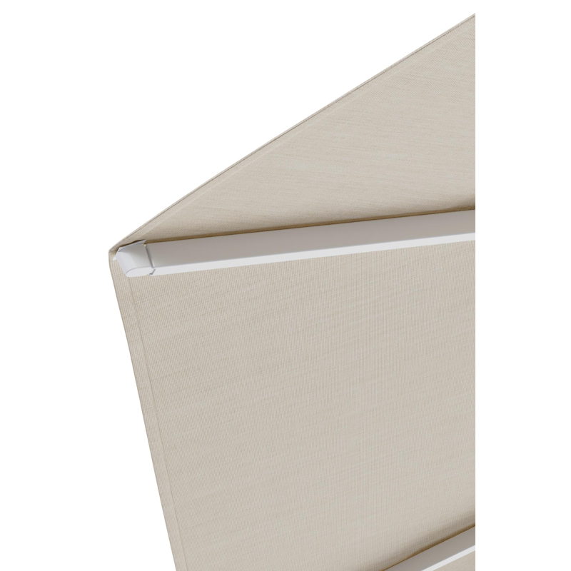Umbria staanparasol in wit aluminium met beige all weather sunbrella® premium parasoldoek - Dia. 250 cm met parasolvoet Plana 40 kg