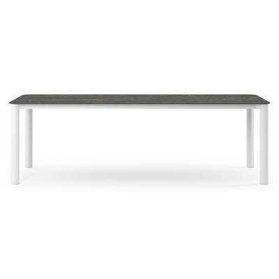 Orso tuintafel rechthoekig afgerond in wit aluminium en volkeramiek Black Obsession - L 240 x B 100 x H 73.5 cm