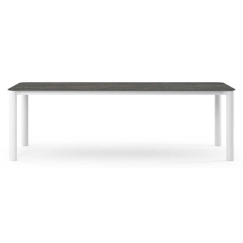 Orso tuintafel rechthoekig afgerond in wit aluminium en volkeramiek Black Obsession - L 240 x B 100 x H 73.5 cm