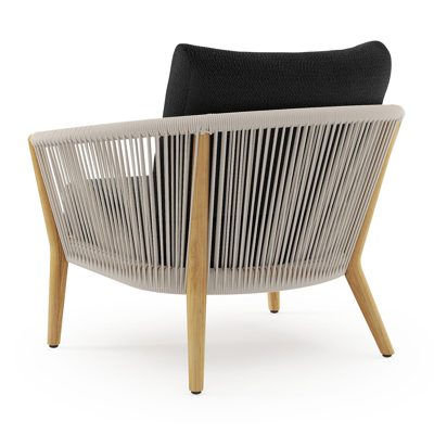 Fauteuil de jardin Orso en tecken corde ronde tissée verticalement beige et coussins en all weather sunbrella® luxe Lopi Baribal