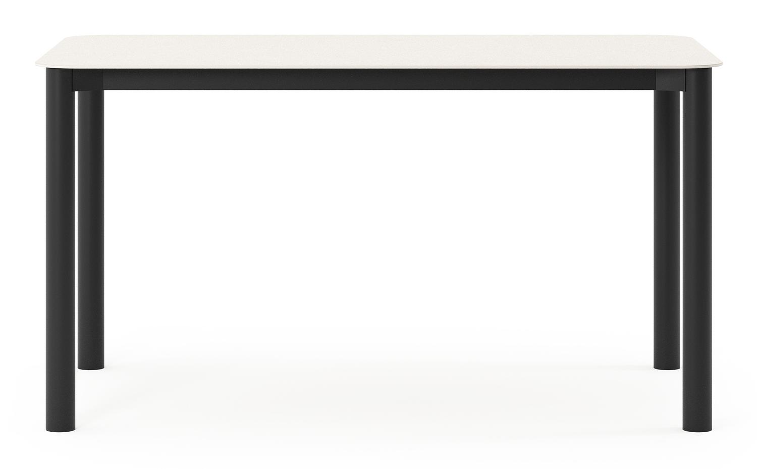 Orso tuintafel rechthoekig afgerond in zwart aluminium en volkeramiek beige - L 140 x B 80 x H 75 cm