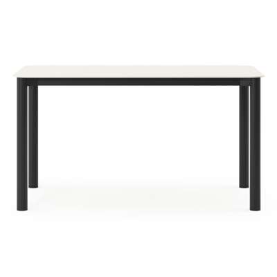 Orso tuintafel rechthoekig afgerond in zwart aluminium en volkeramiek beige - L 140 x B 80 x H 75 cm