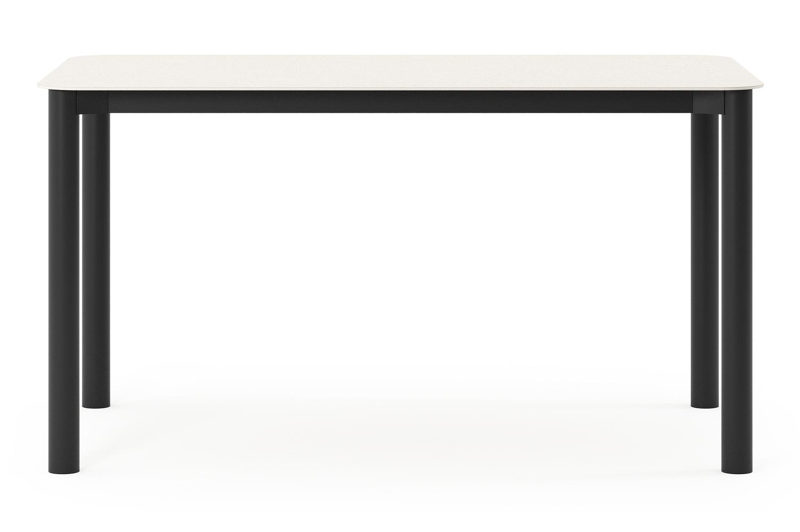 Orso tuintafel rechthoekig afgerond in zwart aluminium en volkeramiek beige - L 140 x B 80 x H 75 cm