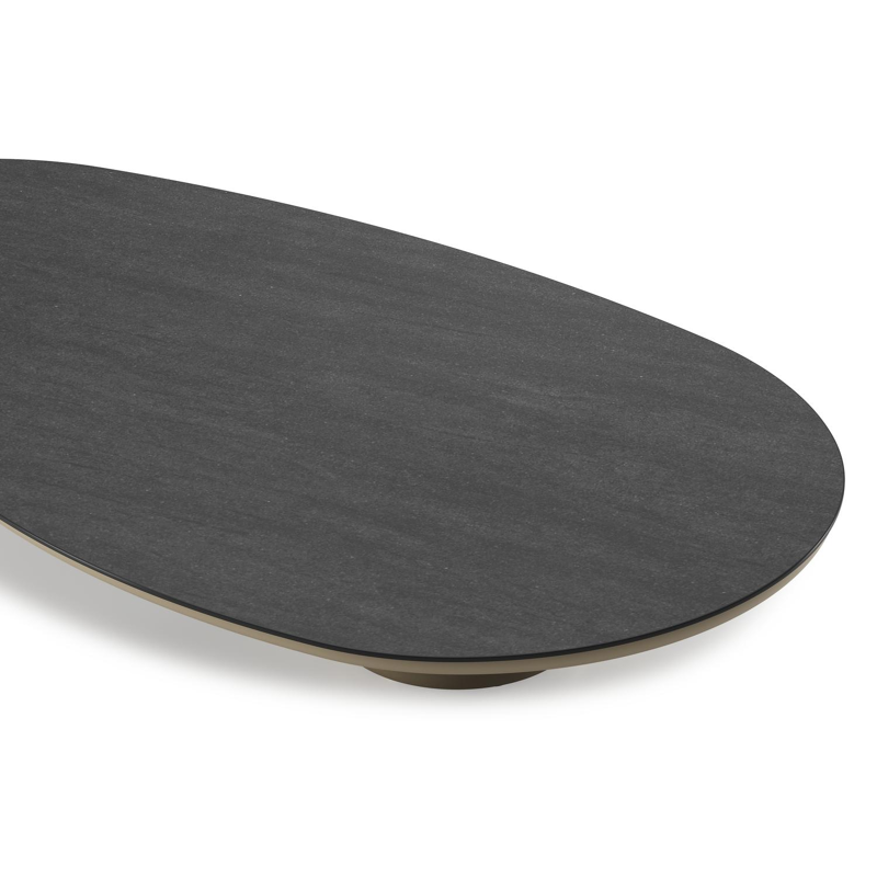 Amico loungetafel organisch in beige aluminium en volkeramiek Basalt Black - L 170 x B 91 x H 25 cm