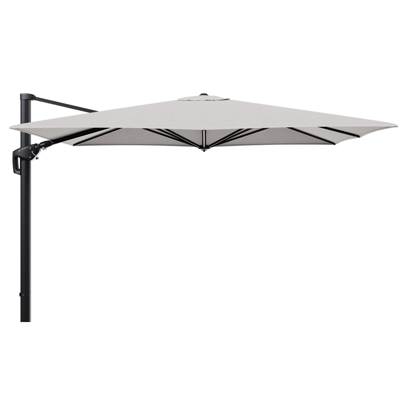 Minore zweefparasol tiltfunctie in zwart aluminium en parasoldoek in All Weather Sunbrella® Luxe Tundra Sand  - L1 280 x L2: 370 cm (zonder voet) (zonder voet)