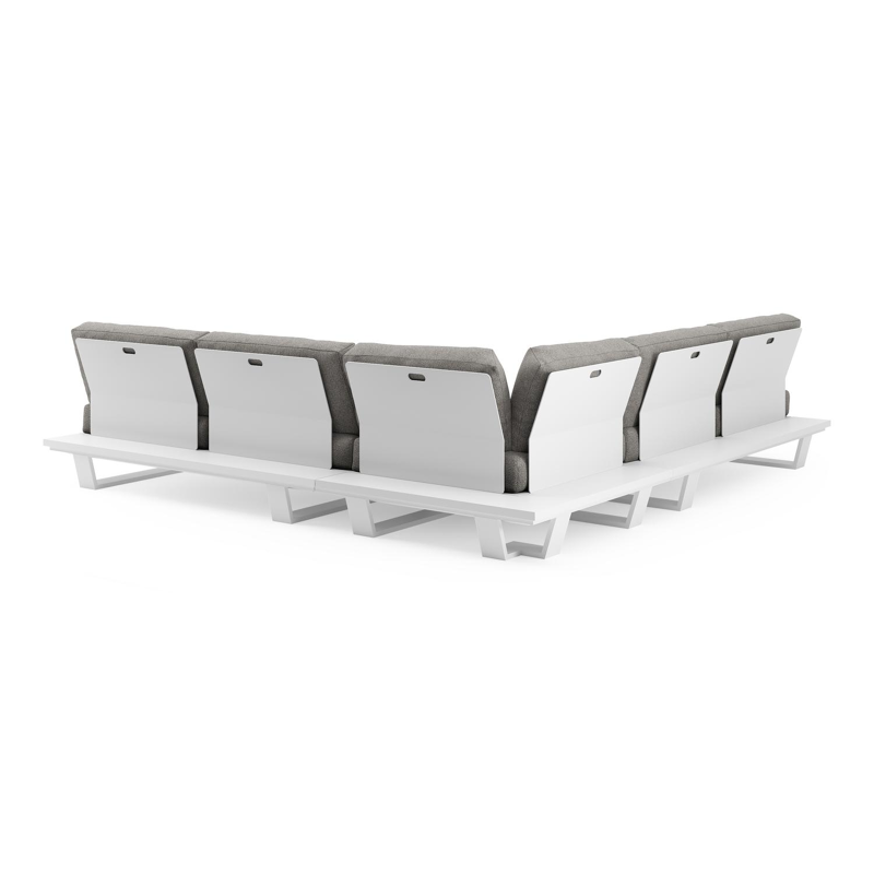 Pagino loungehoek in wit aluminium met tundra charcoal all weather sunbrella® luxe kussen