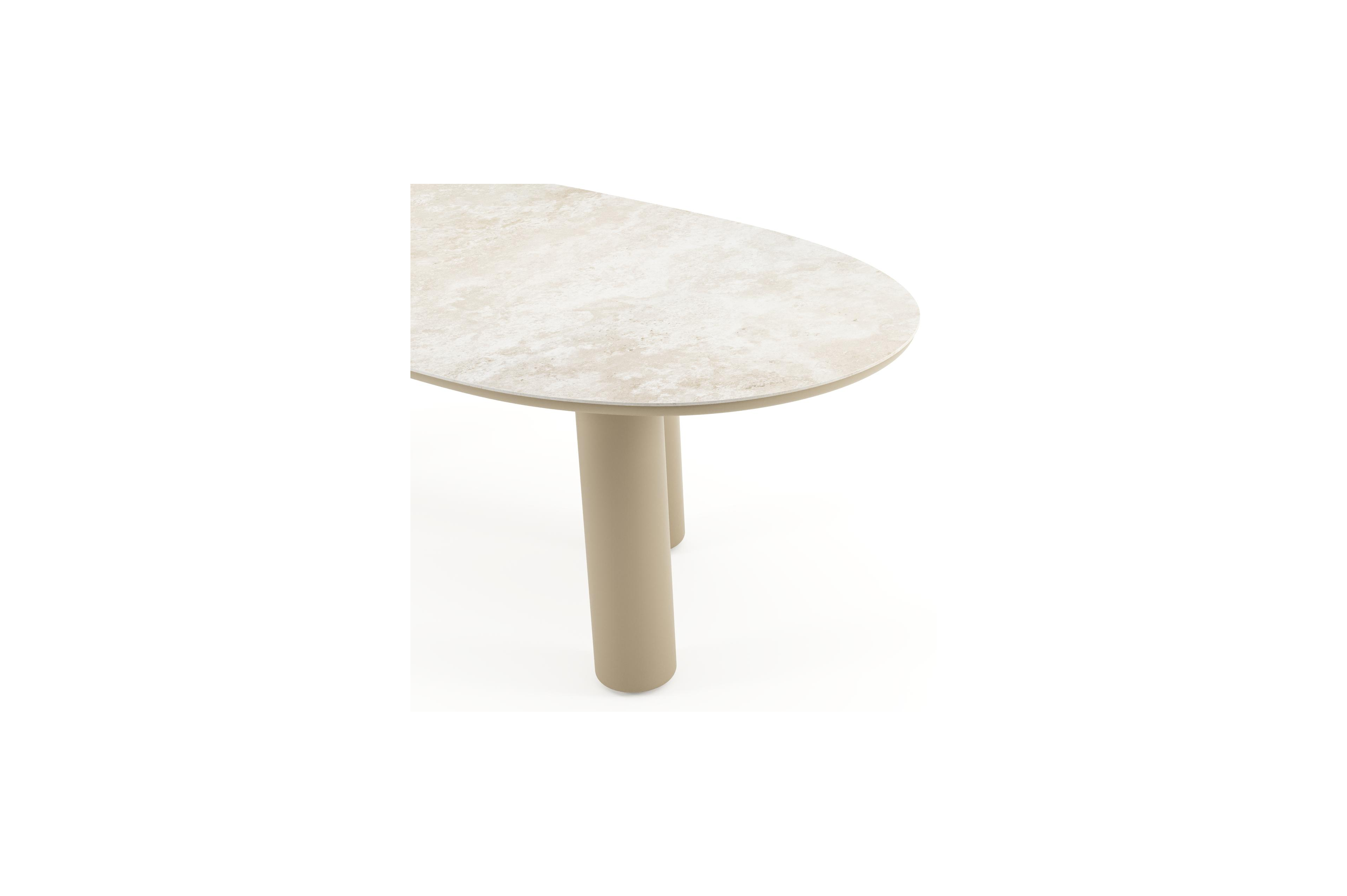 Amico tuintafel organisch in beige aluminium en volkeramiek Rapolano - L 240 x B 110 x H 73.5 cm