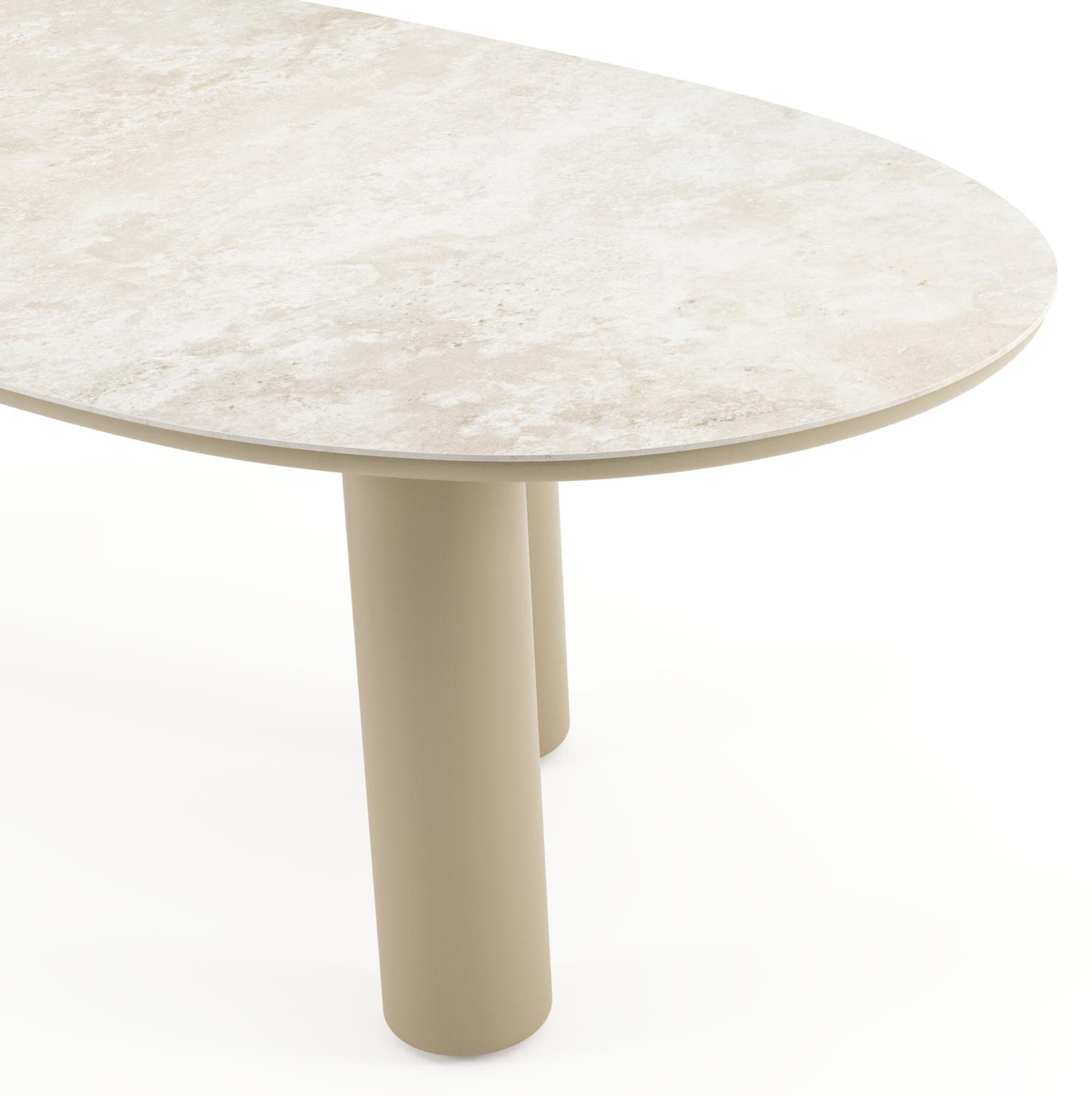 Amico tuintafel organisch in beige aluminium en volkeramiek Rapolano - L 240 x B 110 x H 73.5 cm