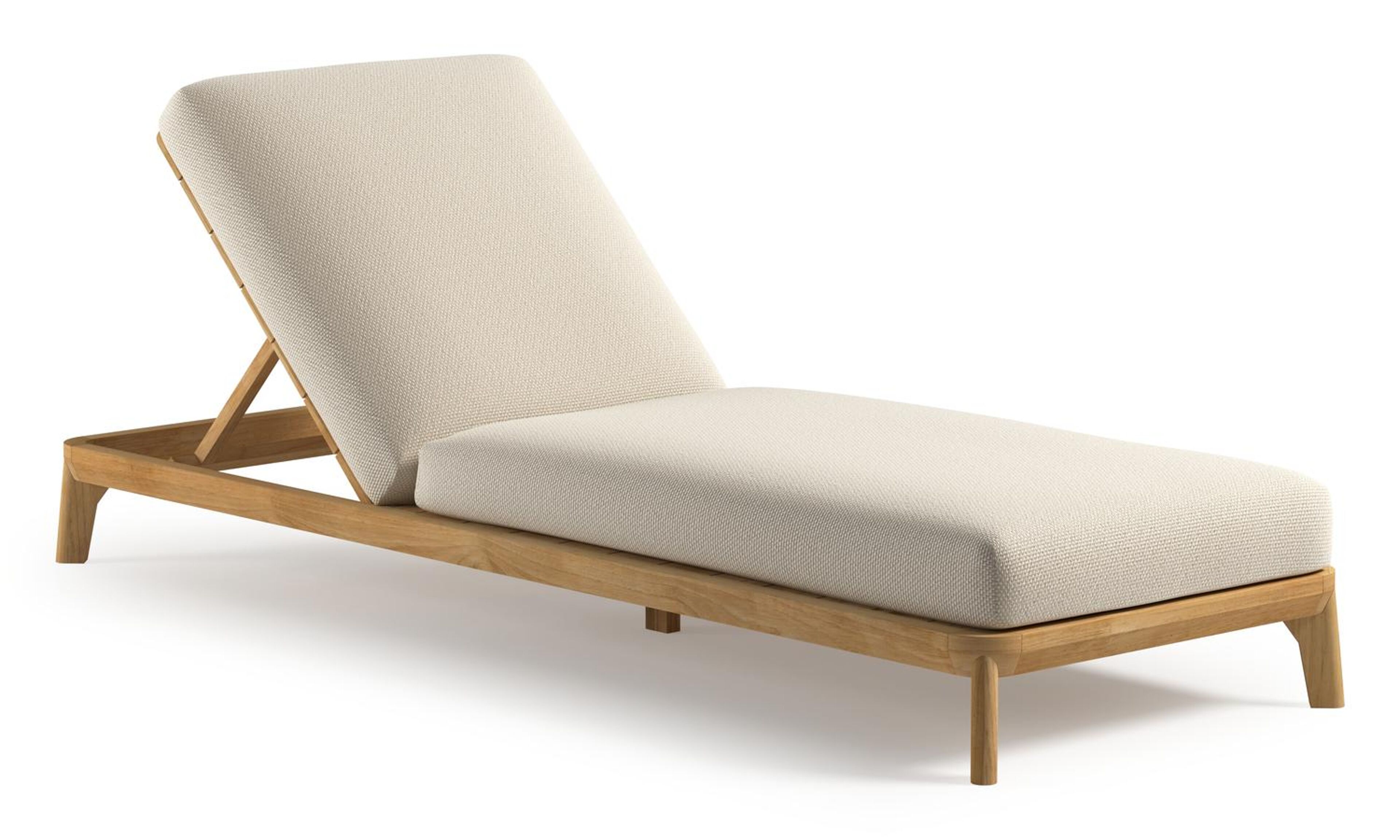 Chaise longue réglable Orso en teck natural et coussin en all weather Cosytica althea off white