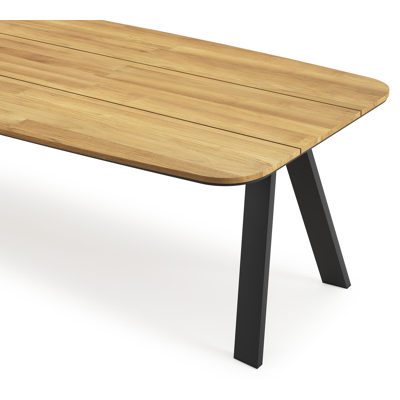 Table de jardin Cesano en aluminium noir et teck - Lg 315 x Larg. 115 x H 75 cm