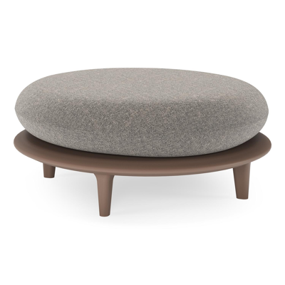 Bomero poef in taupe aluminium met chartres drizzle all weather sunbrella® luxe kussen