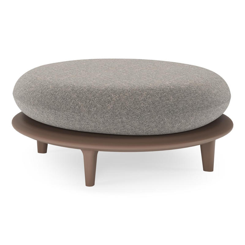 Bomero poef in taupe aluminium met chartres drizzle all weather sunbrella® luxe kussen