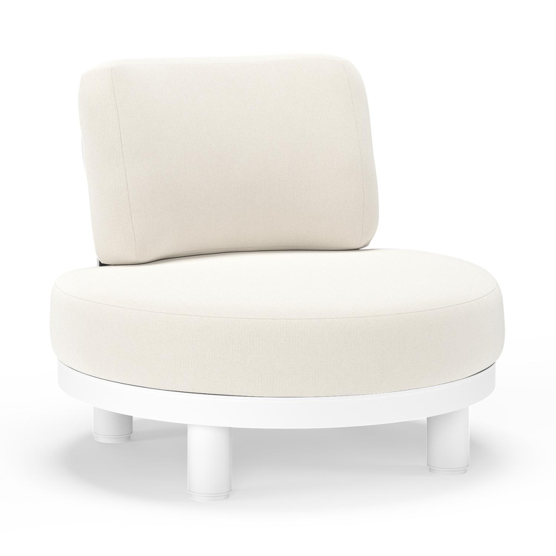 Donato loungestoel in wit aluminium met all weather sunbrella® luxe Savane White kussen