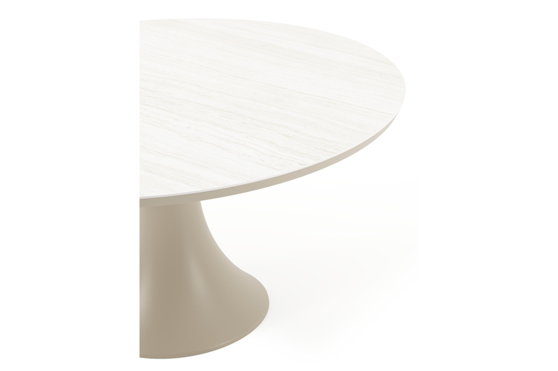 Fano tuintafel rond in beige aluminium en volkeramiek Rapolano dia. 148 cm