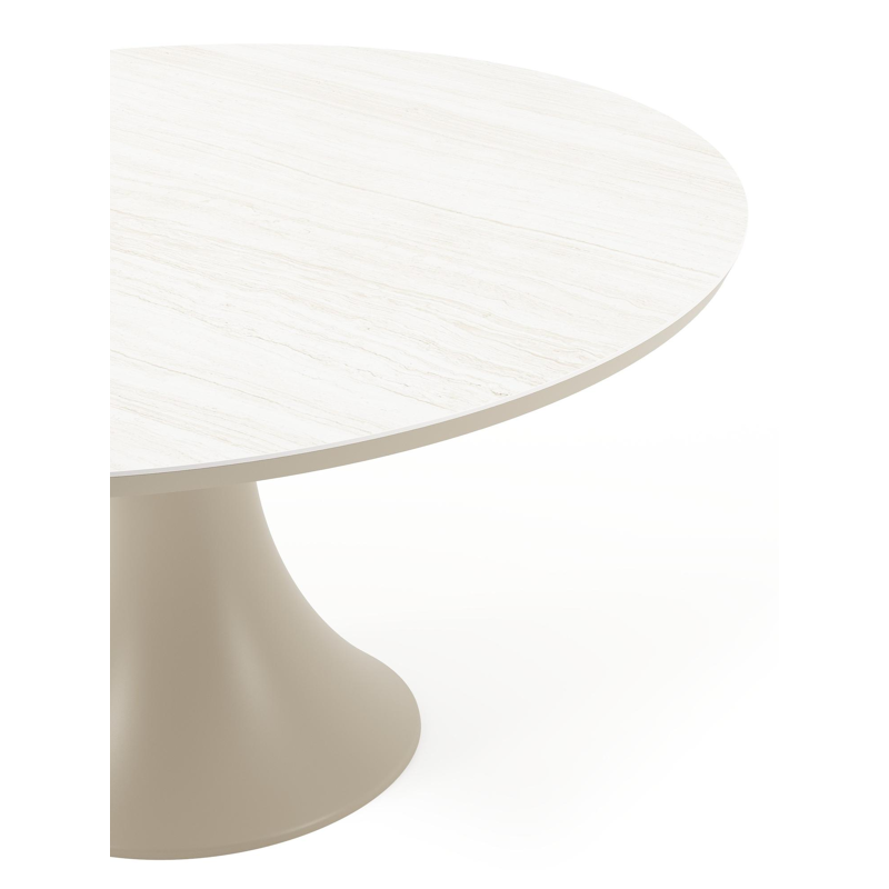 Fano tuintafel rond in beige aluminium en volkeramiek Rapolano dia. 148 cm