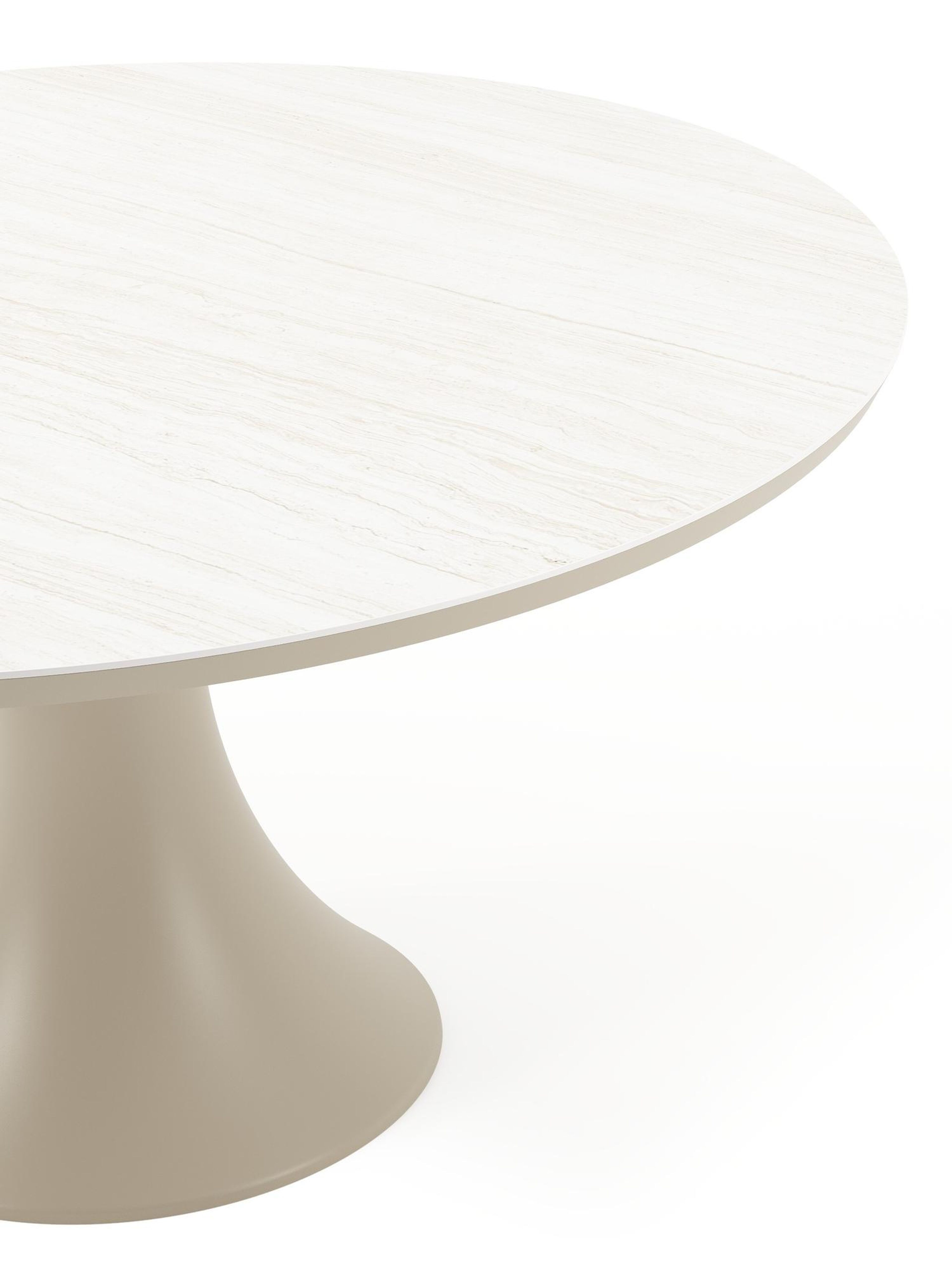 Fano tuintafel rond in beige aluminium en volkeramiek Rapolano dia. 148 cm