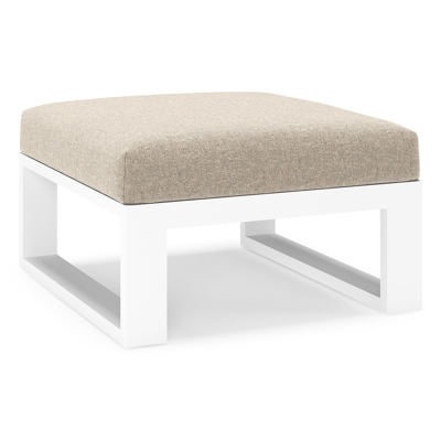 Verato poef in wit aluminium met chartres pewter all weather sunbrella® luxe kussen