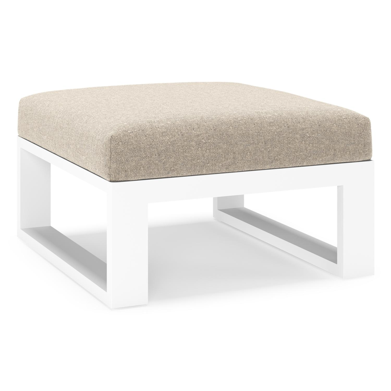 Verato poef in wit aluminium met chartres pewter all weather sunbrella® luxe kussen