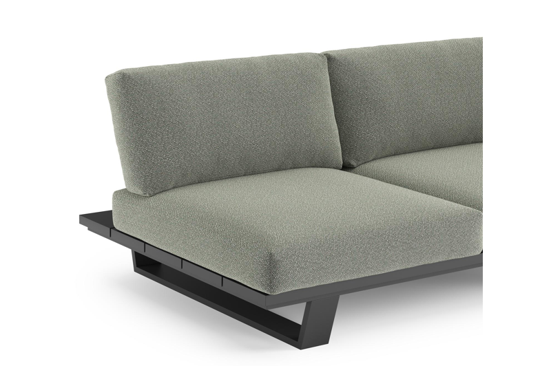 Pagino loungebank in zwart aluminium met savane leaf all weather sunbrella® luxe kussen