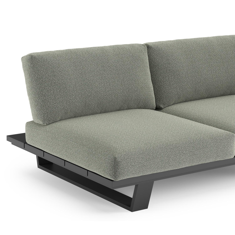 Pagino loungebank in zwart aluminium met savane leaf all weather sunbrella® luxe kussen