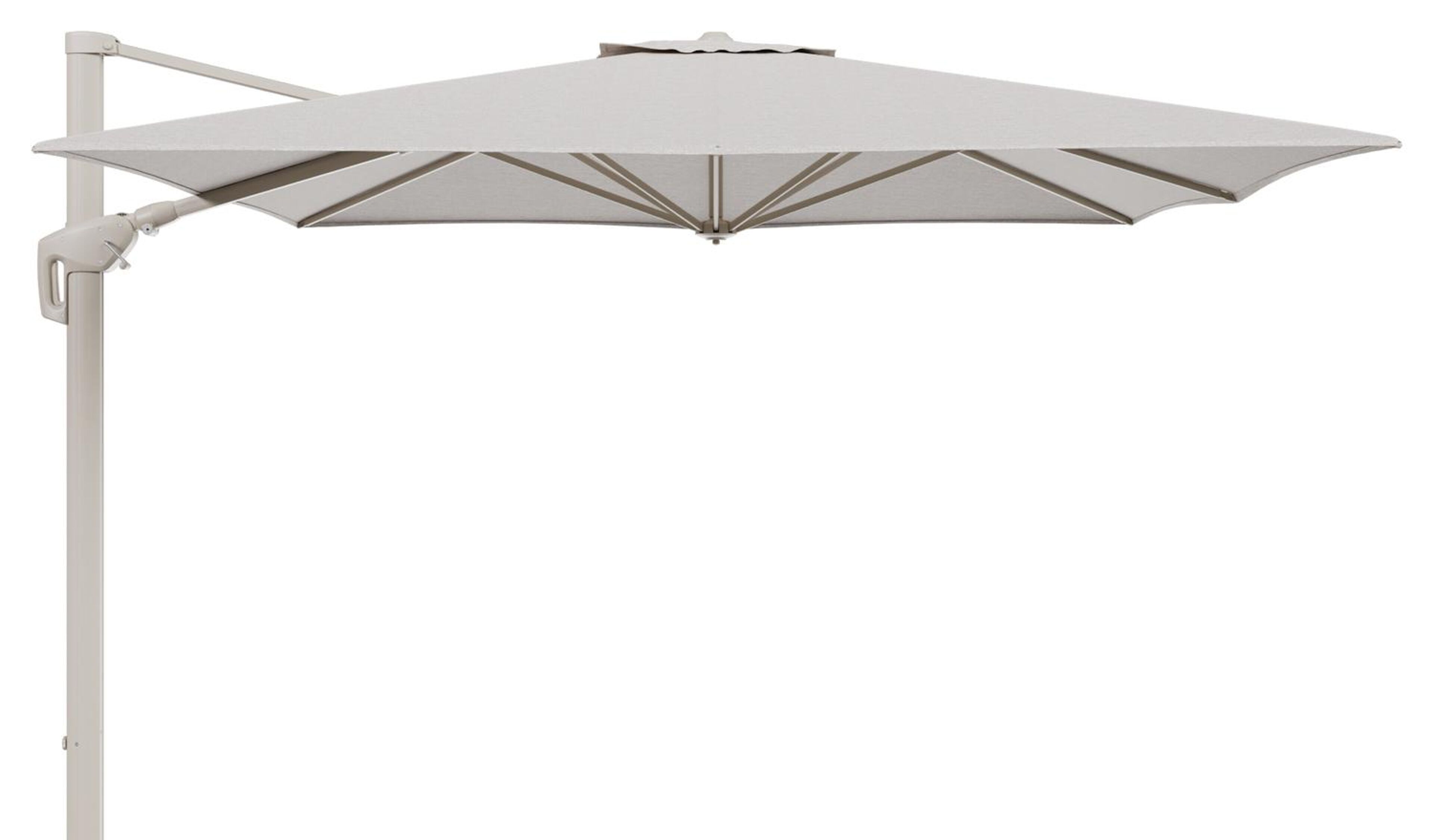 Minore zweefparasol met tiltfunctie in beige aluminium en Tundra Sand All Weather Sunbrella® Luxe parasoldoek - L1 350 x L2 350 cm (zonder voet)