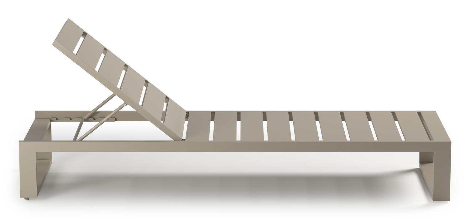 Verato verstelbaar ligbed in beige aluminium met heritage papyrus all weather sunbrella® luxe