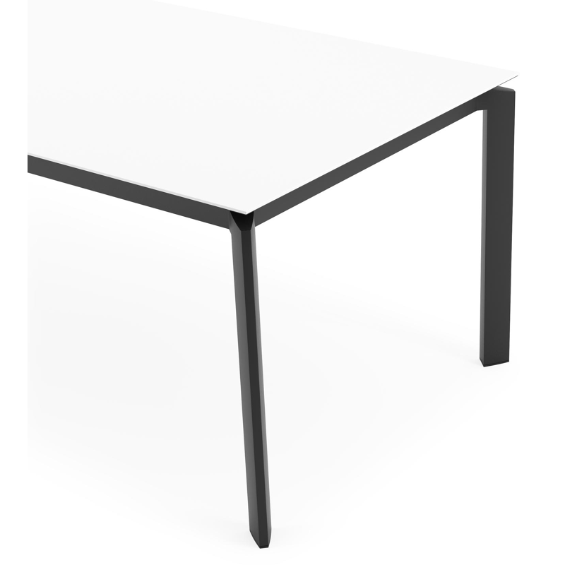 Table de jardin Cirello rectangulaire en aluminium noir et céramique pleine Arctic White - Lg. 240 x Lrg. 100 x Haut. 75 cm