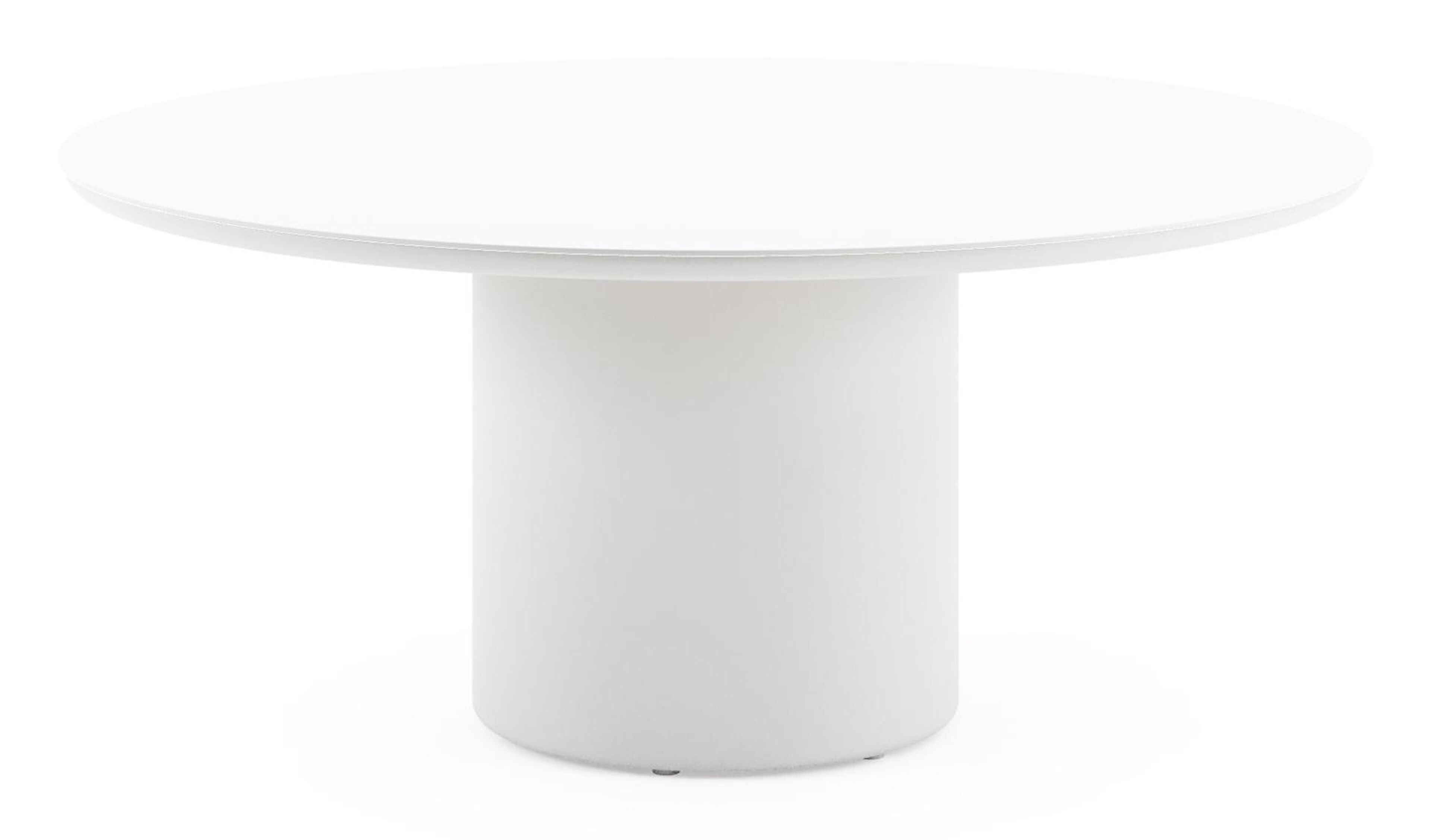 Amico low dining tuintafel rond in wit aluminium en volkeramiek Arctic White - Dia. 148 x H 61 cm