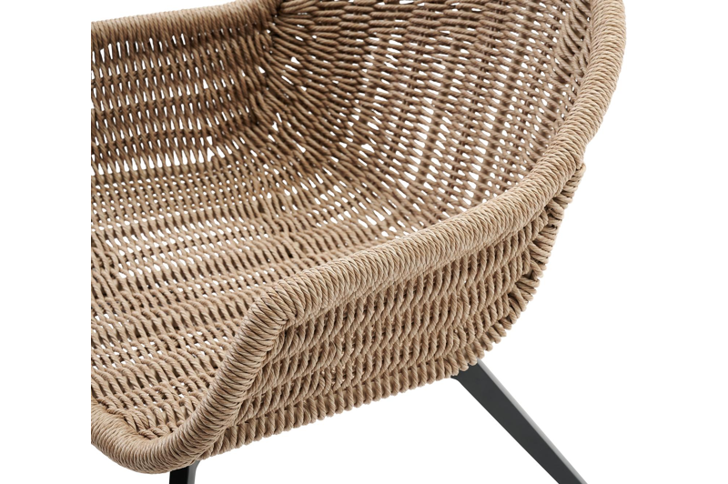 Pagino loungezetel 1-zit in zwart aluminium en wicker