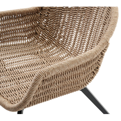 Pagino loungezetel 1-zit in zwart aluminium en wicker