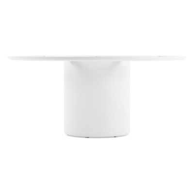 Amico low dining tuintafel rond in wit aluminium en volkeramiek Black Obsession - Dia. 148 x H 61 cm