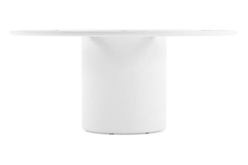 Amico low dining tuintafel rond in wit aluminium en volkeramiek Black Obsession - Dia. 148 x H 61 cm