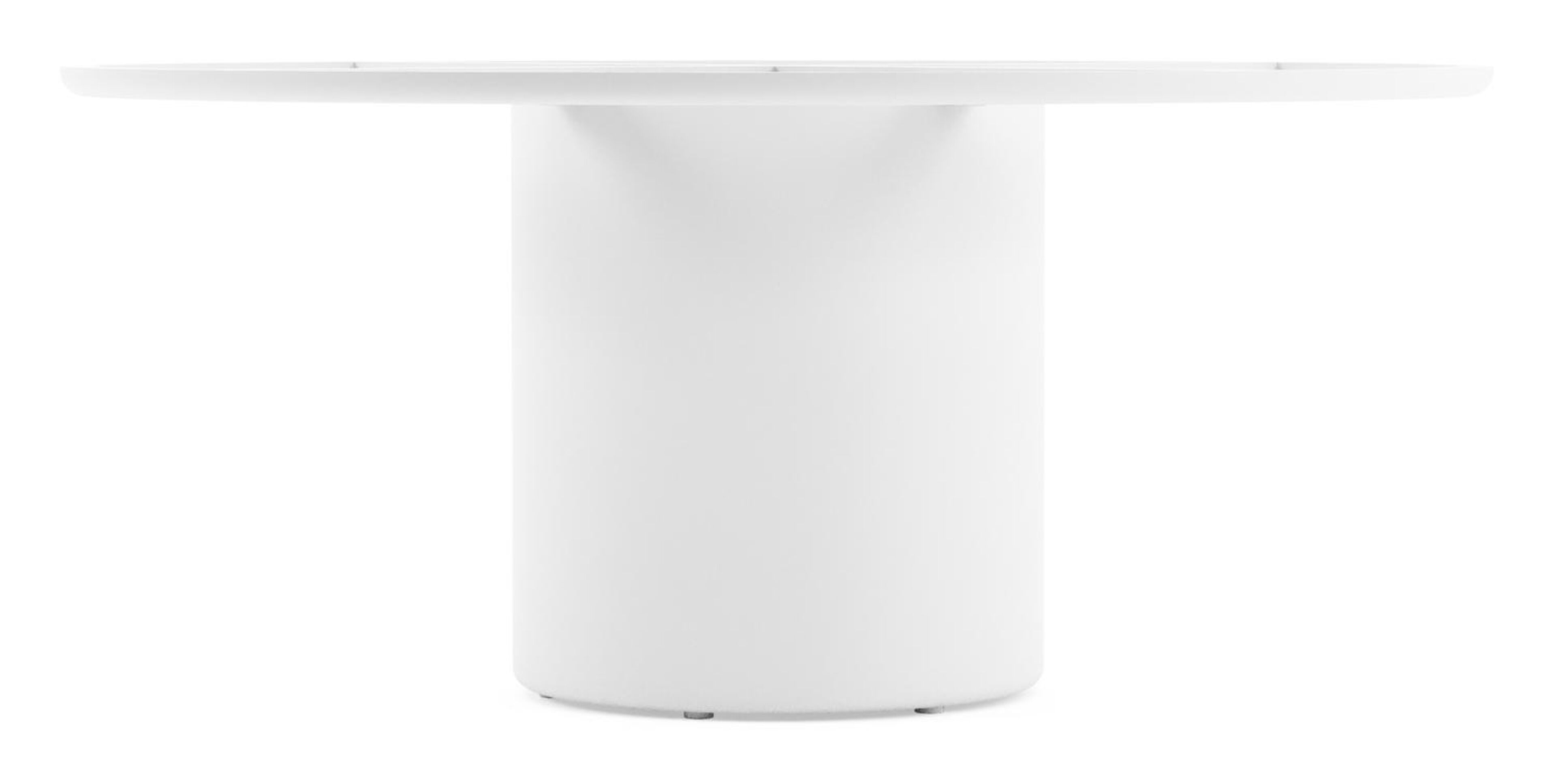 Amico low dining tuintafel rond in wit aluminium en volkeramiek Shilin - Dia. 148 x H 61 cm
