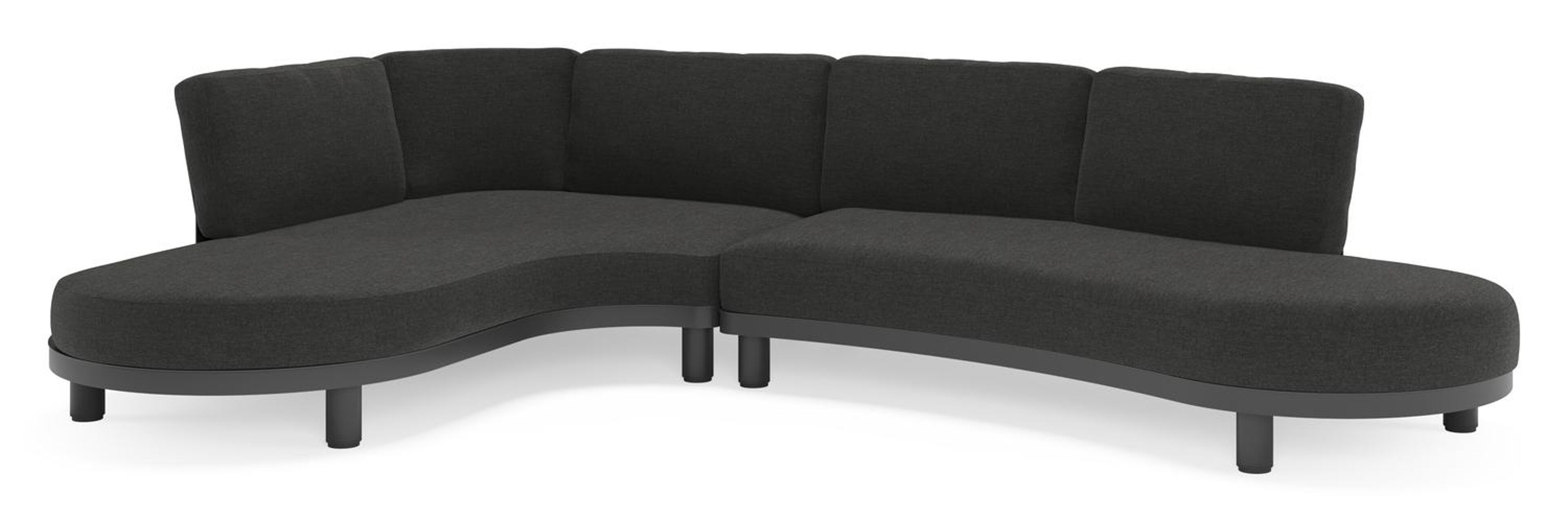 Donato loungehoek in zwart aluminium met all weather sunbrella® luxe Chartres Sooty kussen