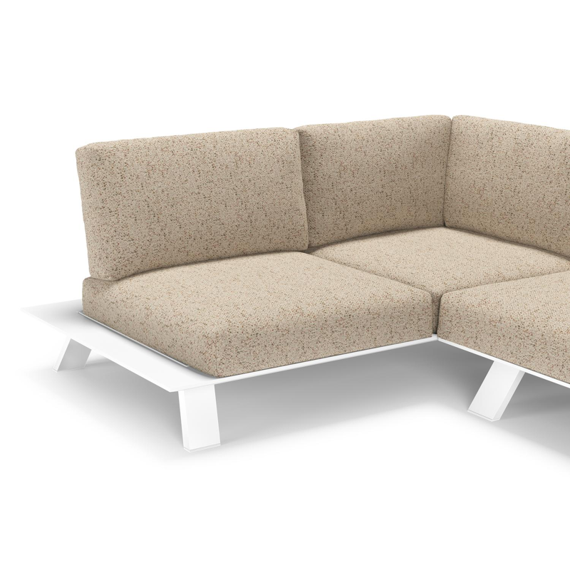 Cesano loungehoek in wit aluminium met bora jungle all weather Cosytica kussen