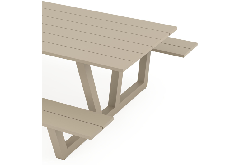 Felino picknicktafel in beige aluminium - L 260 x B 176 x H 76 cm