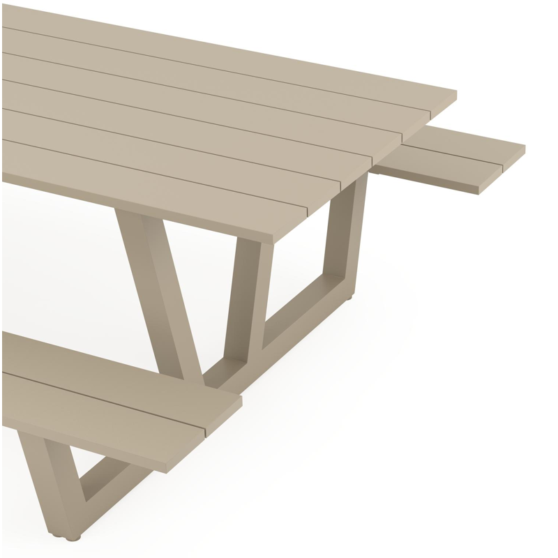 Felino picknicktafel in beige aluminium - L 260 x B 176 x H 76 cm