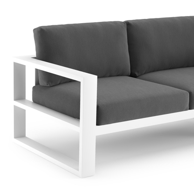 Verato loungehoek in wit aluminium met lopi shadow all weather sunbrella® luxe kussen