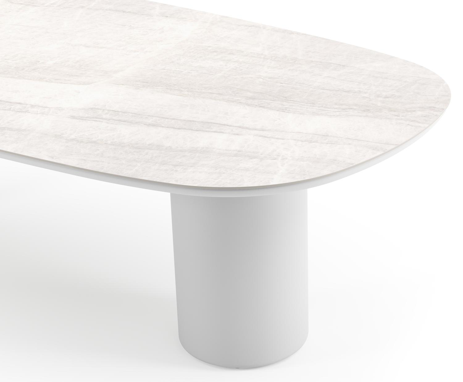 Amico tuintafel bombo in wit aluminium en volkeramiek Taj Mahal - L 270 x B 125 x H 73.5 cm