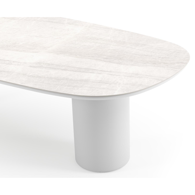 Amico tuintafel bombo in wit aluminium en volkeramiek Taj Mahal - L 270 x B 125 x H 73.5 cm