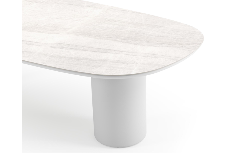 Amico tuintafel bombo in wit aluminium en volkeramiek Taj Mahal - L 270 x B 125 x H 73.5 cm