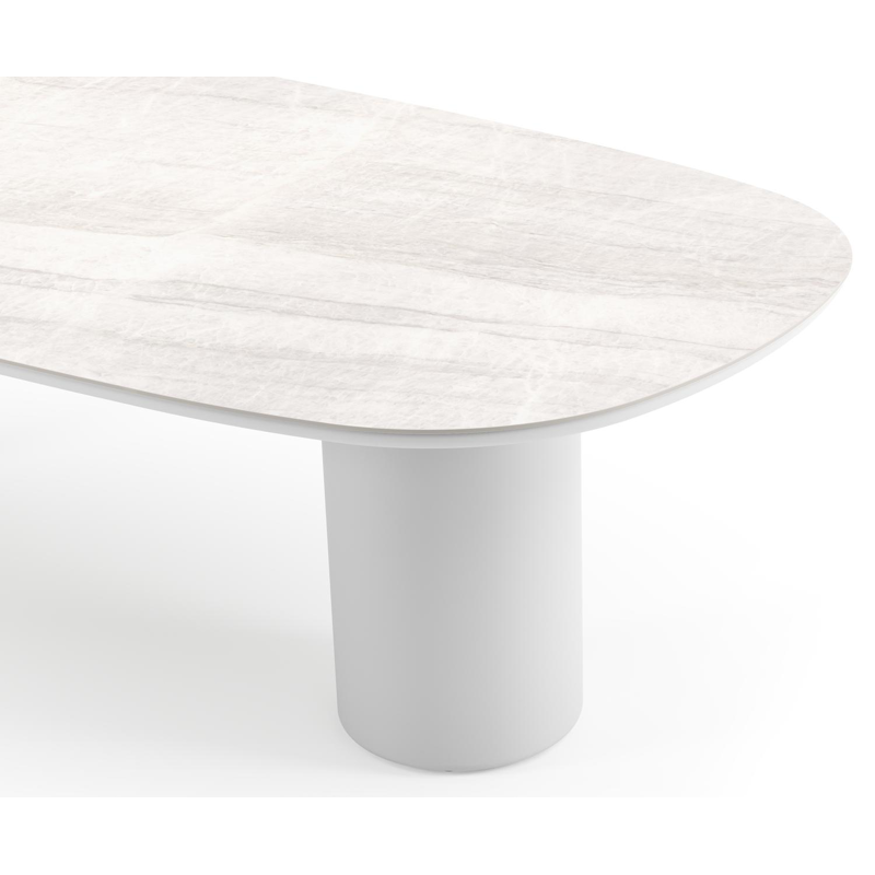 Amico tuintafel bombo in wit aluminium en volkeramiek Taj Mahal - L 270 x B 125 x H 73.5 cm