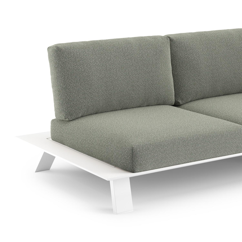 Cesano loungebank in wit aluminium met savane leaf all weather Sunbrella® luxe kussen