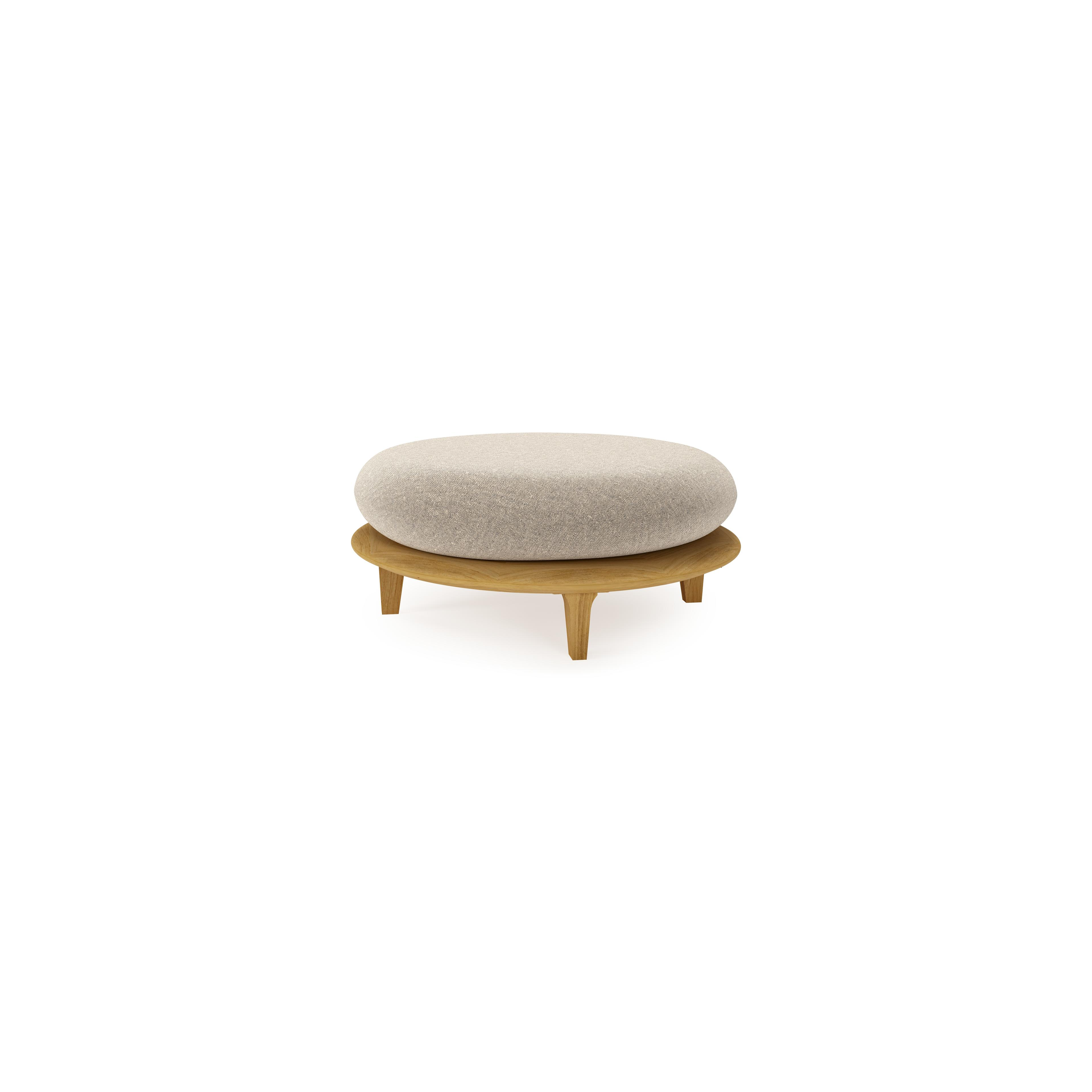 Bomero poef in teak met chartres pewter all weather sunbrella® luxe kussen