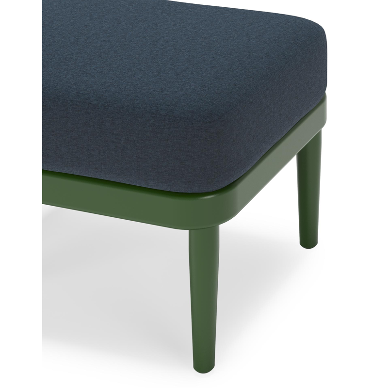 Orso poef in groen aluminium met Heritage Indigo all weather sunbrella® luxe kussen