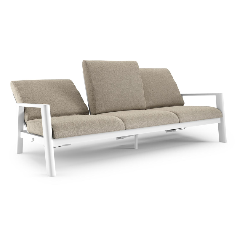 Cirello loungebank in wit aluminium met catania beige all weather cosytica kussen