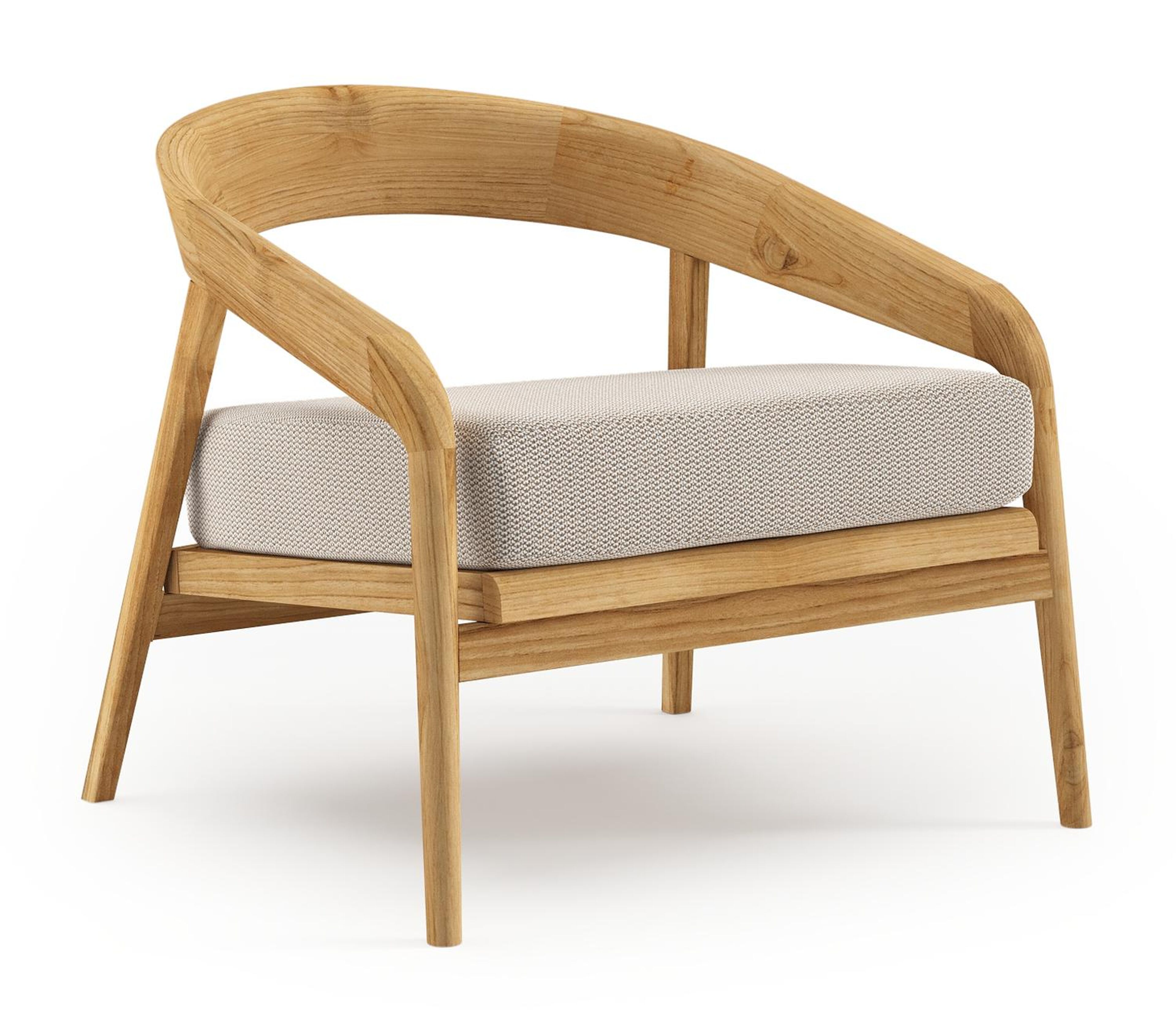 Lacrima loungestoel in teak met lopi fossil all weather Sunbrella® luxe kussen