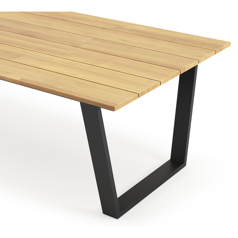 Pagino tuintafel rechthoekig in zwart aluminium en teak - L 280 x B 110 x H 73,5 cm